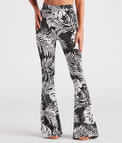 Resort Bound Tropical Print Flare Pants is a fire pick to create 2023 festival outfits, concert dresses, outfits for raves, or to complete your best party outfits or clubwear!