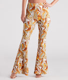Swirl Of Attraction Printed Flare Pants is a fire pick to create 2023 festival outfits, concert dresses, outfits for raves, or to complete your best party outfits or clubwear!