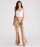 Swirl Of Attraction Printed Flare Pants is a fire pick to create 2023 festival outfits, concert dresses, outfits for raves, or to complete your best party outfits or clubwear!