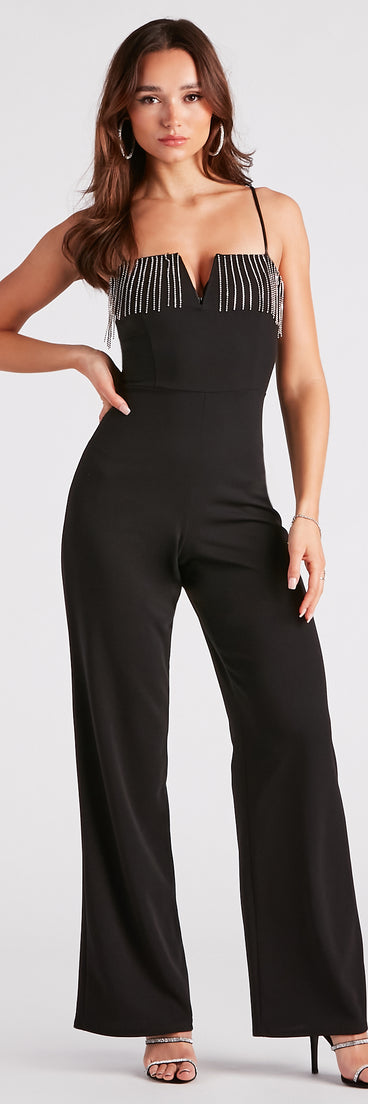 Make It Glam Rhinestone Fringe Jumpsuit provides a stylish start to creating your best summer outfits of the season with on-trend details for 2023!