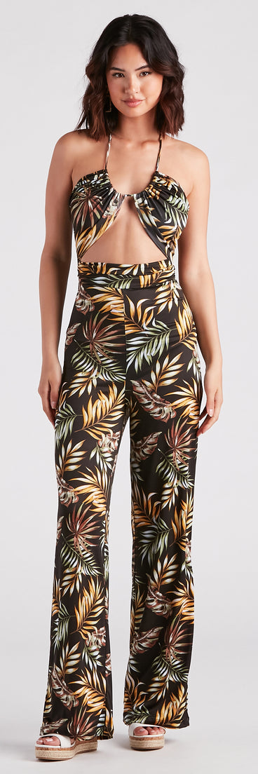 Mojito Please Tropical Halter Jumpsuit provides a stylish start to creating your best summer outfits of the season with on-trend details for 2023!