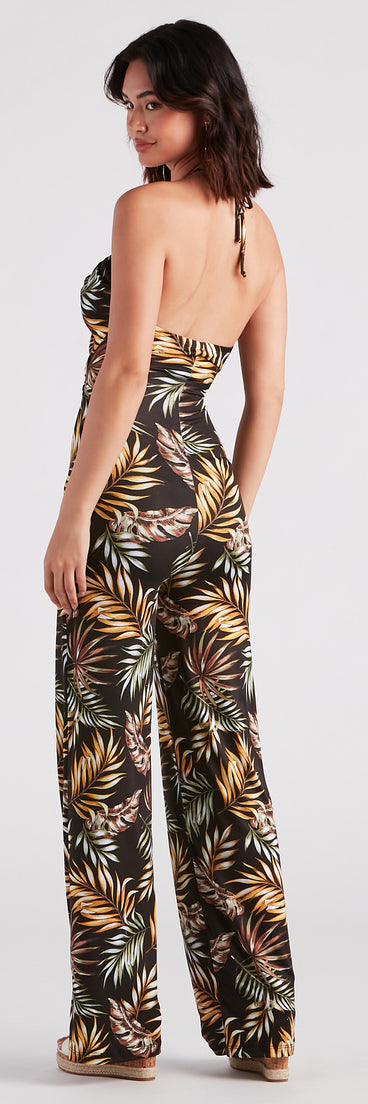 Mojito Please Tropical Halter Jumpsuit provides a stylish start to creating your best summer outfits of the season with on-trend details for 2023!
