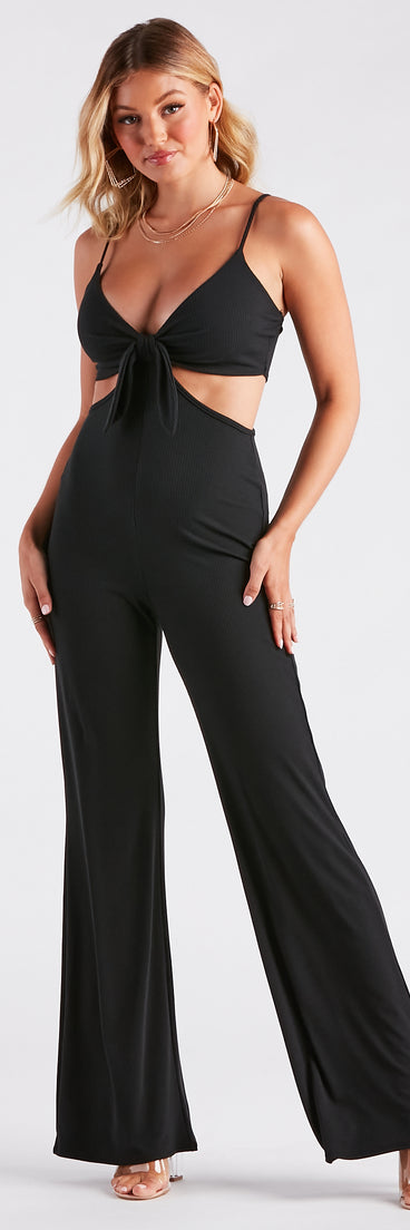 Getaway Girl Rib Knit Cutout Jumpsuit