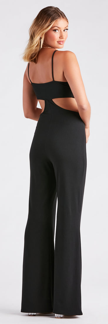Getaway Girl Rib Knit Cutout Jumpsuit