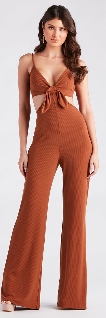 Getaway Girl Rib Knit Cutout Jumpsuit