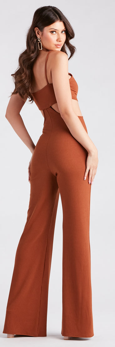 Getaway Girl Rib Knit Cutout Jumpsuit