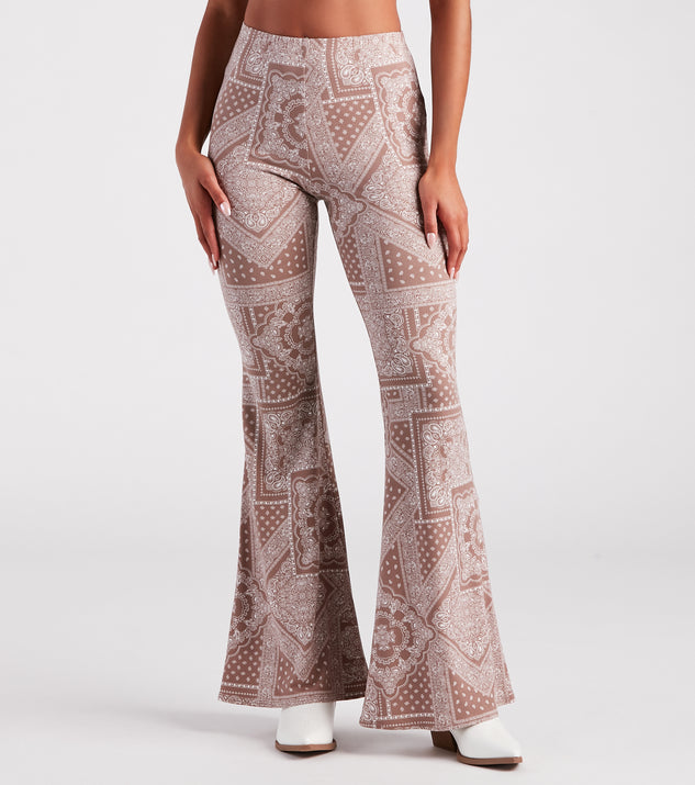 Casual Boho Vibes Paisley Flare Pants is a fire pick to create 2023 festival outfits, concert dresses, outfits for raves, or to complete your best party outfits or clubwear!