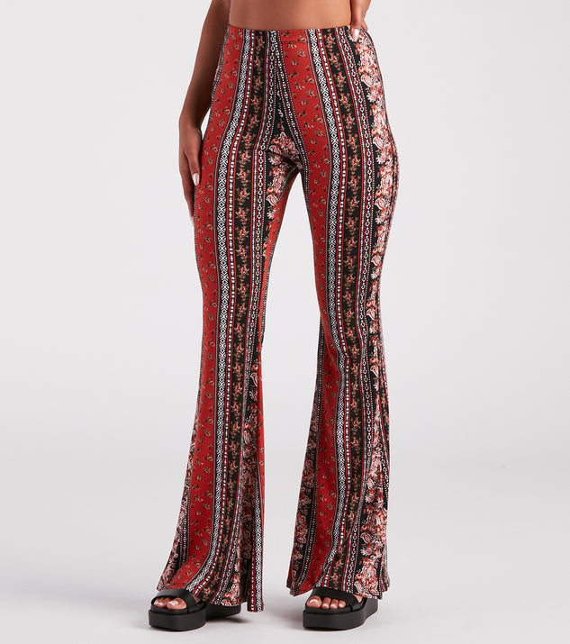 Fun And Free Boho High-Rise Flare Pants is a fire pick to create 2023 festival outfits, concert dresses, outfits for raves, or to complete your best party outfits or clubwear!