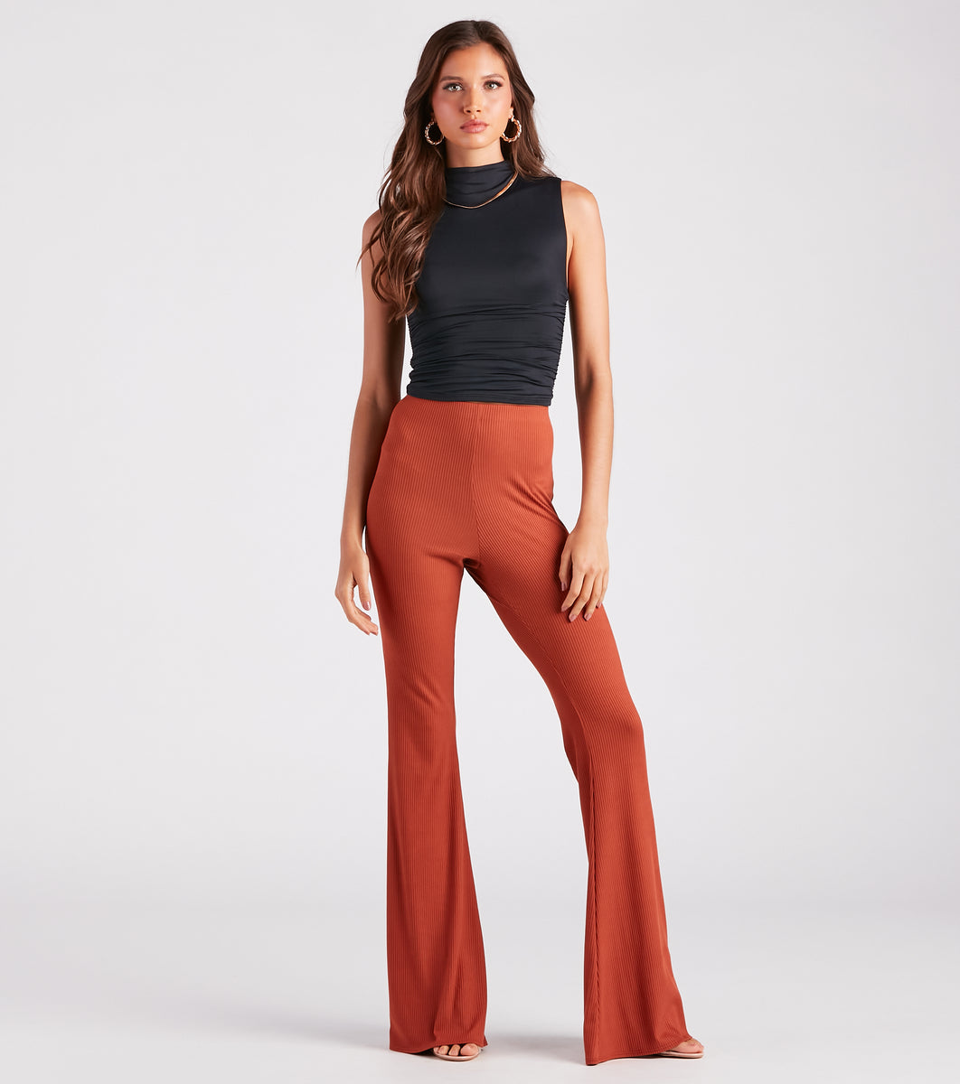 On A Flare High-Rise Knit Pants