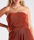 Here To Play Satin Strapless Pleated Jumpsuit