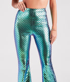 Elasticized high-rise waist on the Mesmerizing Mermaid Halloween Flare Pants.
