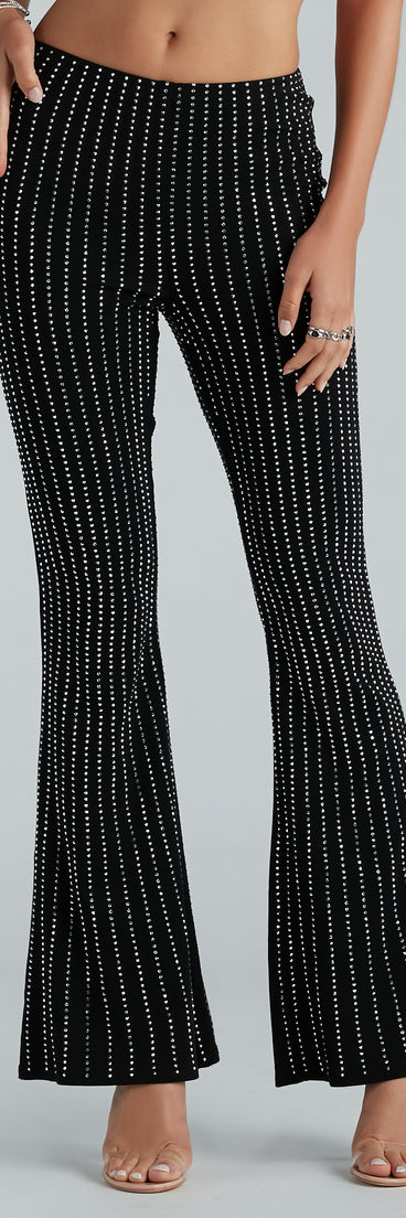 Flare For Glam Mid Rise Rhinestone Pants