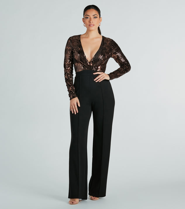 Windsor Gleam With Glamour Sequin Long Sleeve Jumpsuit