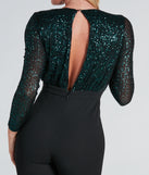 Ultimate Night Shine Sequin Plunge Neck Jumpsuit