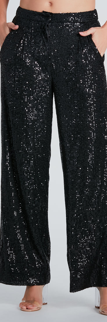 Night Cocktails Sequin High-Rise Flare Pants
