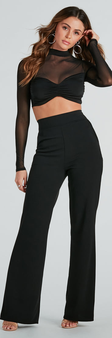 Power Looks High Rise Crepe Trouser Pants