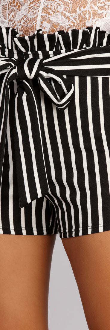 Striped Paper Bag Shorts for 2022 festival outfits, festival dress, outfits for raves, concert outfits, and/or club outfits