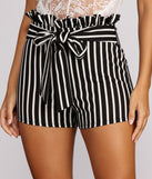 Striped Paper Bag Shorts for 2022 festival outfits, festival dress, outfits for raves, concert outfits, and/or club outfits