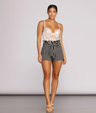 Striped Paper Bag Shorts for 2022 festival outfits, festival dress, outfits for raves, concert outfits, and/or club outfits