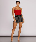 Paper Bag Pinstripe Shorts for 2022 festival outfits, festival dress, outfits for raves, concert outfits, and/or club outfits