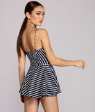 Striped And Sassy Skater Romper for 2022 festival outfits, festival dress, outfits for raves, concert outfits, and/or club outfits
