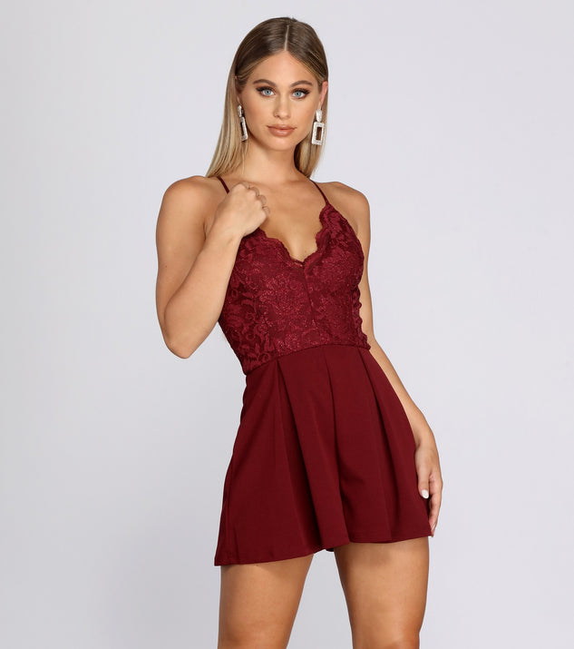 Gleaming Beauty Lace Romper will help you dress the part in stylish holiday party attire, an outfit for a New Year’s Eve party, & dressy or cocktail attire for any event.