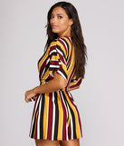 Seeing Stripes Kimono Sleeve Romper for 2022 festival outfits, festival dress, outfits for raves, concert outfits, and/or club outfits