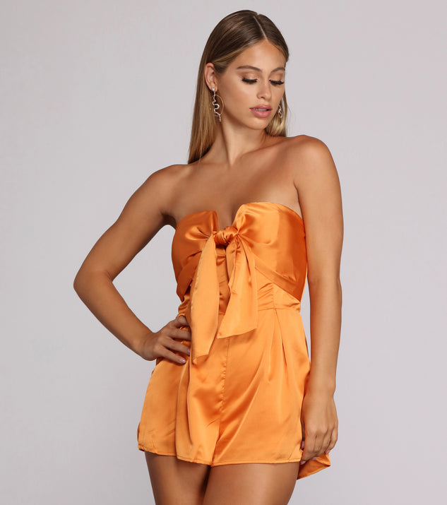Major Moment Tie Front Romper will help you dress the part in stylish holiday party attire, an outfit for a New Year’s Eve party, & dressy or cocktail attire for any event.