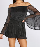 Bring The Drama Glitter Off Shoulder Romper for 2022 festival outfits, festival dress, outfits for raves, concert outfits, and/or club outfits