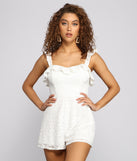 Sweet And Chic Ruffled Lace Romper provides a stylish start to creating your best summer outfits of the season with on-trend details for 2023!