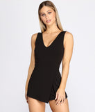 Asymmetrical Faux Wrap Crepe Romper will help you dress the part in stylish holiday party attire, an outfit for a New Year’s Eve party, & dressy or cocktail attire for any event.