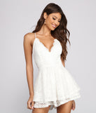Beauty In Lace Skater Romper will help you dress the part in stylish holiday party attire, an outfit for a New Year’s Eve party, & dressy or cocktail attire for any event.