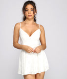 Sleeveless Eyelet V Neck Skater Romper helps create the best bachelorette party outfit or the bride's sultry bachelorette dress for a look that slays!