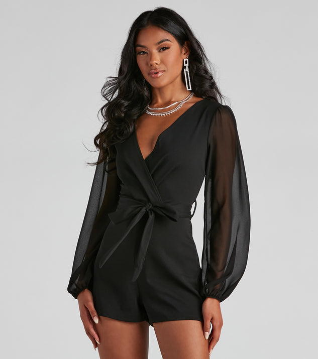 Perfectly Poised Plunging Chiffon Romper | Windsor