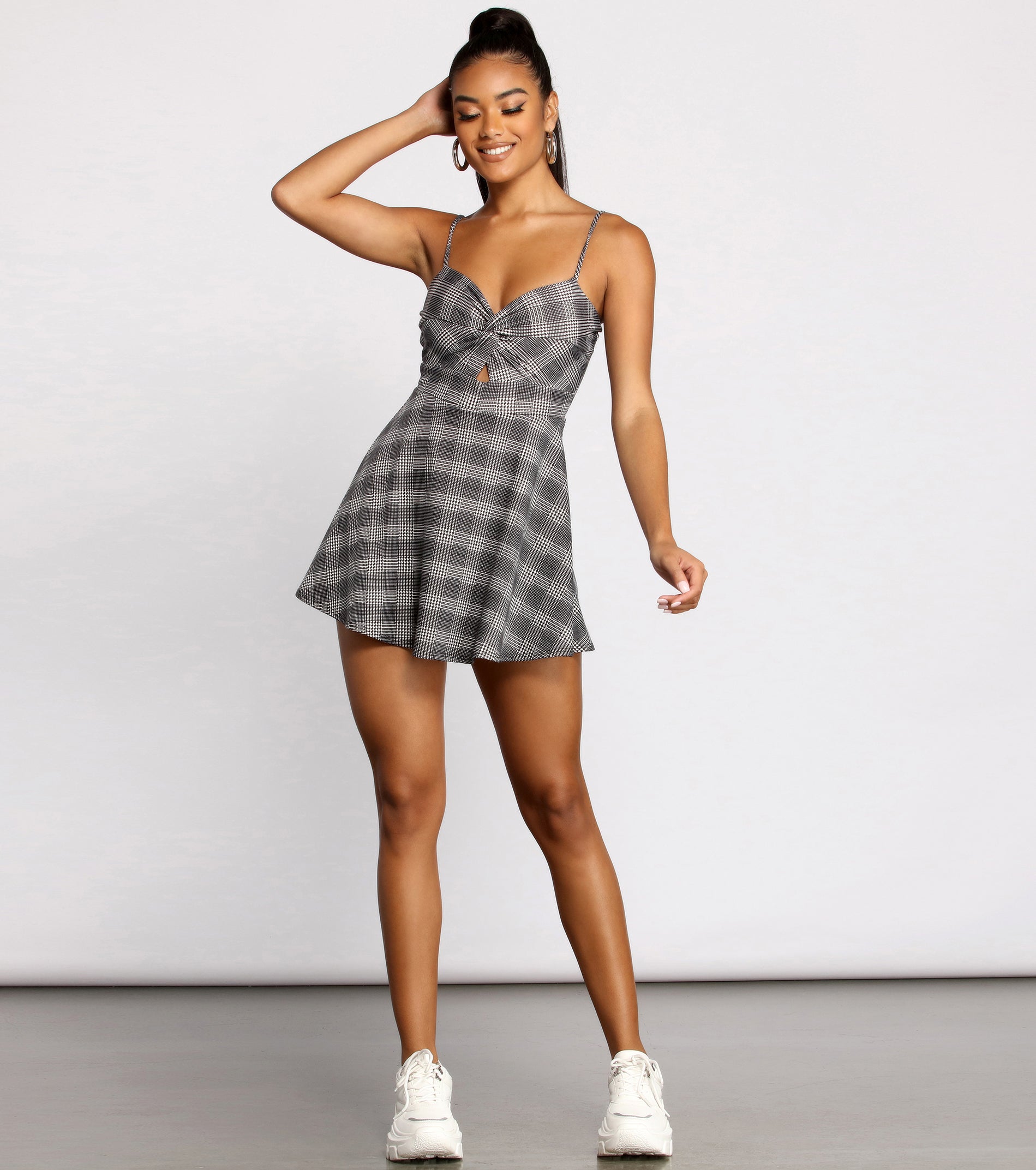 Marlo Windowpane Plaid Romper main image 0
