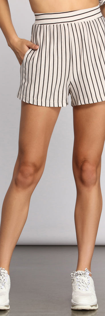 Sweet Stripes High Waist Shorts provides a stylish start to creating your best summer outfits of the season with on-trend details for 2023!