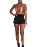 Lace Up Ponte Shorts for 2022 festival outfits, festival dress, outfits for raves, concert outfits, and/or club outfits