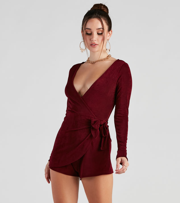 Sultry Treat Surplice Wrap Romper provides a stylish start to creating your best summer outfits of the season with on-trend details for 2023!
