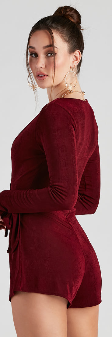 Sultry Treat Surplice Wrap Romper provides a stylish start to creating your best summer outfits of the season with on-trend details for 2023!