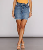 Paperbag Mini Jean Skirt for 2022 festival outfits, festival dress, outfits for raves, concert outfits, and/or club outfits