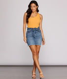 Paperbag Mini Jean Skirt for 2022 festival outfits, festival dress, outfits for raves, concert outfits, and/or club outfits