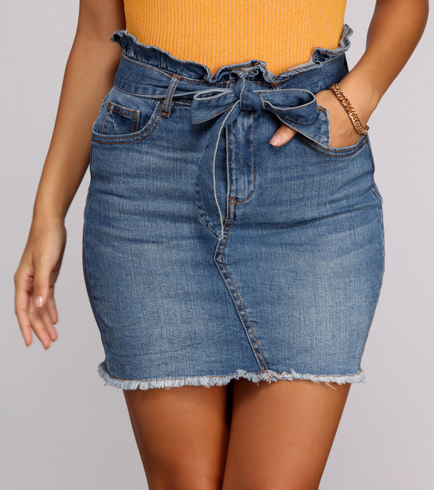 Paperbag Mini Jean Skirt | Windsor
