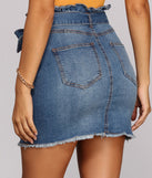 Paperbag Mini Jean Skirt for 2022 festival outfits, festival dress, outfits for raves, concert outfits, and/or club outfits