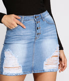 Stressed N' Distressed Denim Mini Skirt is a trendy pick to create 2023 festival outfits, festival dresses, outfits for concerts or raves, and complete your best party outfits!