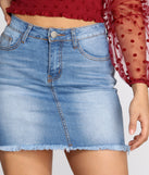 Sunz Out Frayed Denim Mini Skirt is a trendy pick to create 2023 festival outfits, festival dresses, outfits for concerts or raves, and complete your best party outfits!