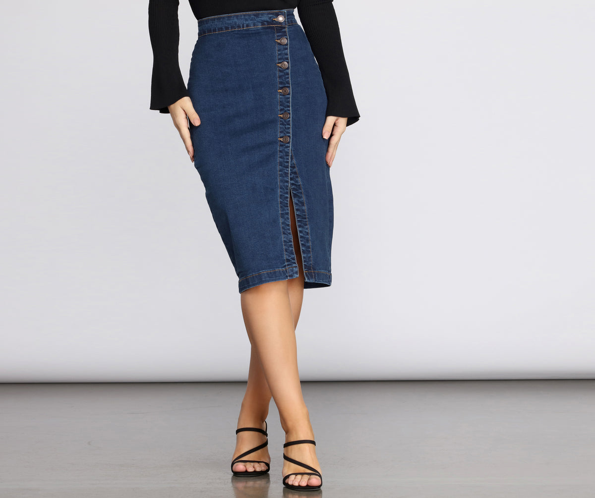 Elastic Waist Button Denim Skirt – LeeMarie's Apparel