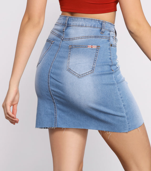 Button Up Raw Hem Denim Mini Skirt | Windsor