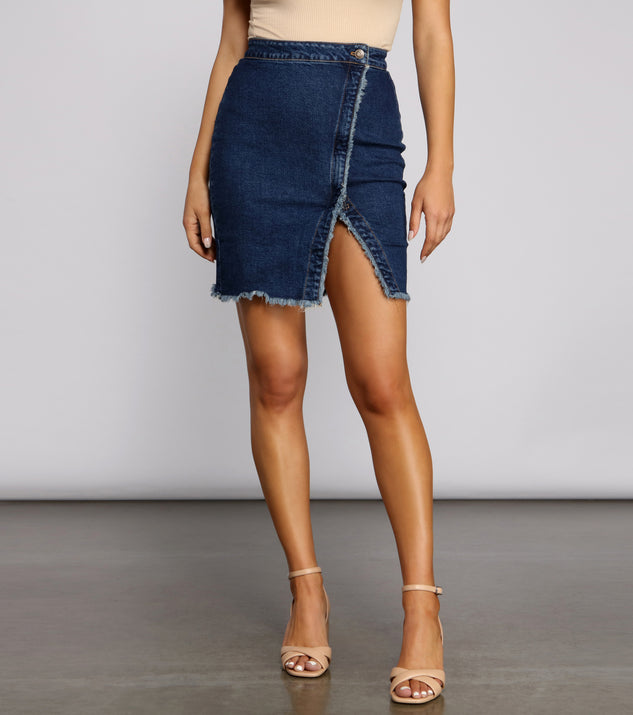 Wrapped In Styled Frayed Denim Skirt Windsor