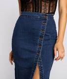 By Your Side Button Down Denim Skirt for 2023 festival outfits, festival dress, outfits for raves, concert outfits, and/or club outfits
