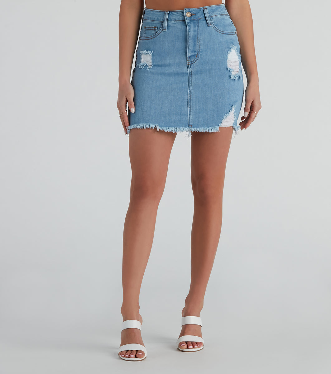 Ally High-Rise Denim Mini Skirt by Windsor